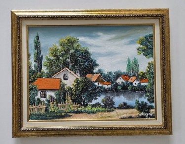 Oil on canvas - Farmstead 22, beautiful painting by Dusko Dule