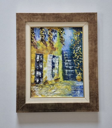 Oil on canvas - House in flowers 4, beautiful picture by Dusko Dule