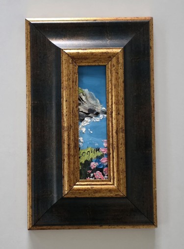 Oil on masonite - Blue Sea - Miniature by Dusko Dule