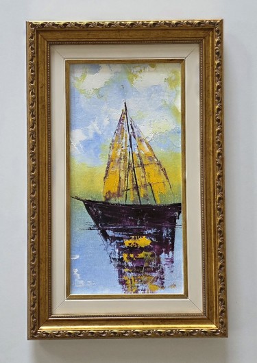 Oil on canvas - Boat on the sea, beautiful by Dusko Dule