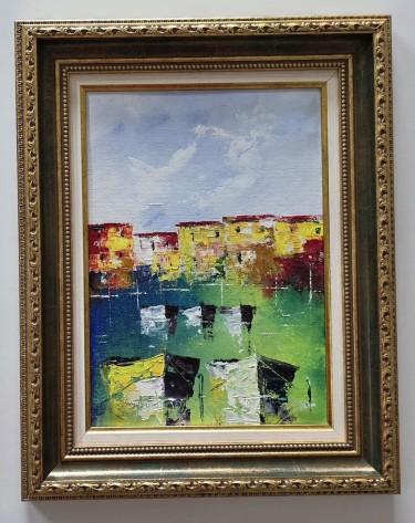 Oil on canvas - Peaceful Harbor, a beautiful painting by Dusko Dule