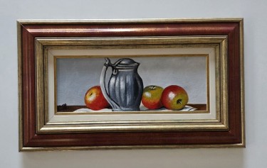 Oil on canvas - Jug and three apples, beautiful by Dusko Dule