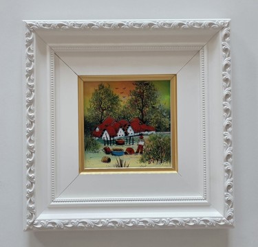 Naive, oil on glass - Seoce - Miniature by Dusko Dule