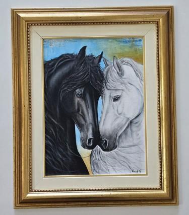 Two beauties - acrylic on canvas - Beautiful painting by Dusko Dule