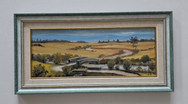 Oil on Masonite - Bridge in the Field by Dusko Dule