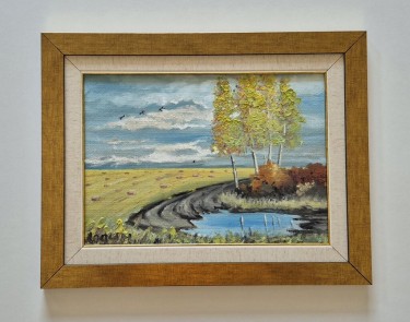 Oil on hardboard - Field view, beautiful by Dusko Dule
