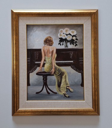 Oil on canvas - Pianist, beautiful painting