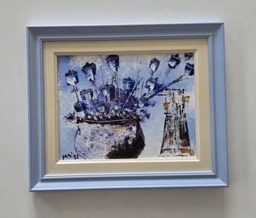 Oil on canvas - Blue flowers, beautiful by Dusko Dule
