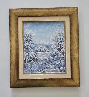 Oil on hardboard - Snowy idyll, a beautiful picture by Dusko Dule