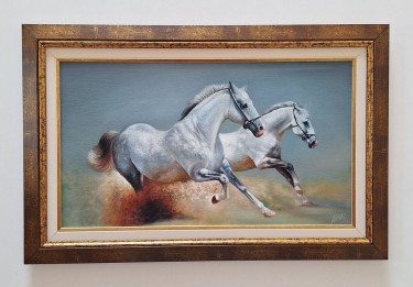 Oil on canvas - Juris of the horse, beautiful picture!