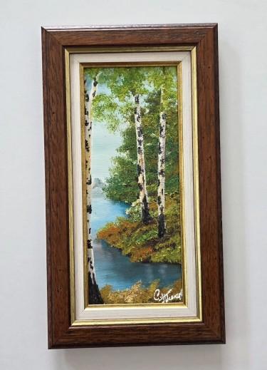 Oil on canvas - Birches by the river by Dusko Dule