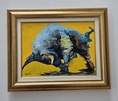 Oil on canvas - Portrait of a bull, beautiful by Dusko Dule