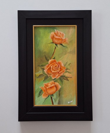 Oil on canvas - Elegant roses, beautiful painting