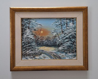 Oil on board - Winter landscape 5, beautiful painting