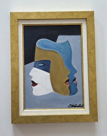 Oil on canvas - Three faces, beautiful painting by Dusko Dule