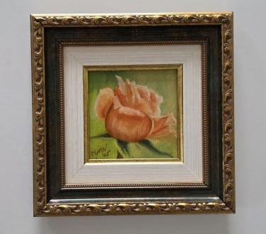 Oil on canvas - Rose, one - Miniature by Dusko Dule