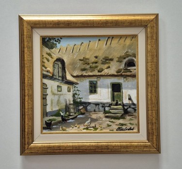Oil on canvas - Country yard, beautiful by Dusko Dule
