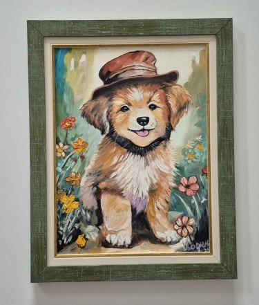 Oil on hardboard - Mr Dog, a beautiful picture by Dusko Dule