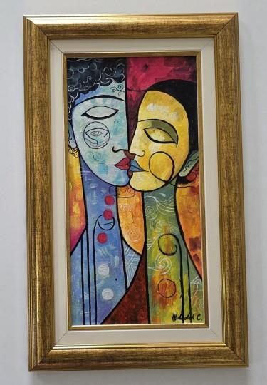 Oil on canvas - A kiss in color, a beautiful painting by Dusko Dule