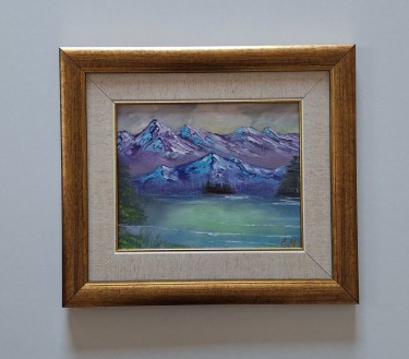 Oil on cardboard - Small landscape, beautiful picture