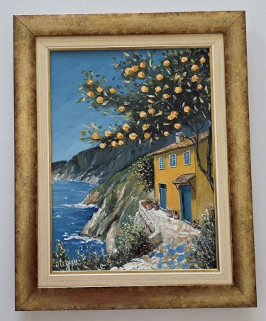 Oil on canvas - By the seaside, a beautiful painting by Dusko Dule