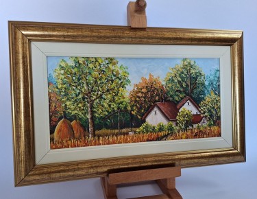 Oil on hardboard - Salas, picture on a stand