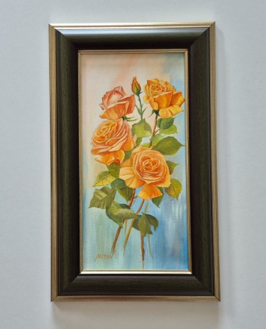 Oil on canvas - Orange roses, beautiful by Dusko Dule