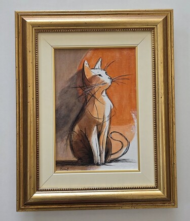 Elegant cat - acrylic on canvas - Beautiful painting by Dusko Dule
