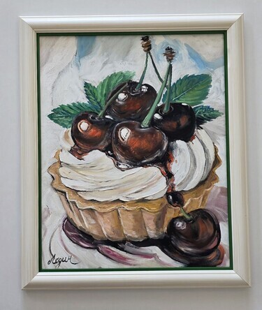 Oil on hardboard - Cherry cake, beautiful by Dusko Dule