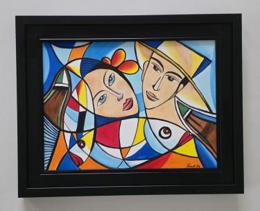 Painting - Courting in Color, acrylic on canvas by Dusko Dule