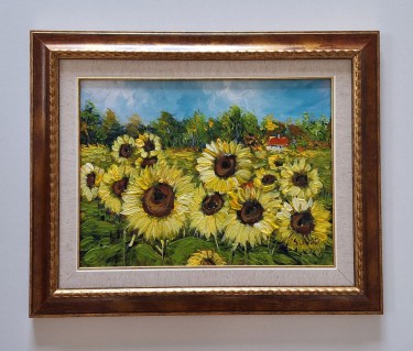 Oil on canvas - Sunflower field, beautiful picture