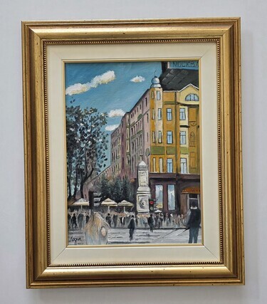 Oil on canvas - Hotel Moskva, beautiful painting by Dusko Dule