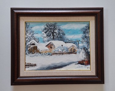 Oil on canvas - Winter on the farm, painting number five