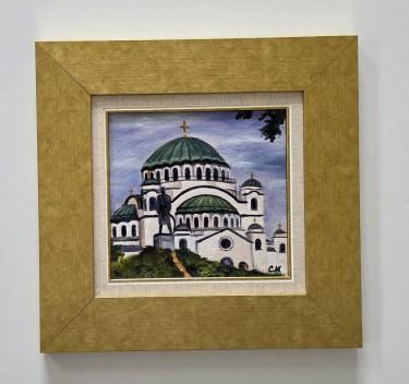 Oil on canvas - The Temple of Saint Sava by Dusko Dule