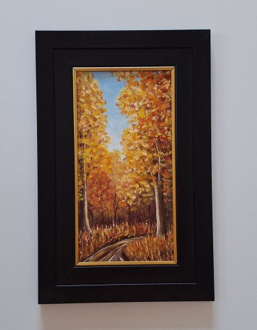 Oil on hardboard - Golden threads of autumn