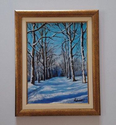 Oil on canvas - Clear winter day, beautiful