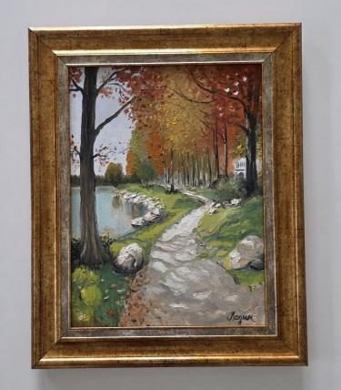 Oil on canvas - Autumn path, a beautiful painting by Dusko Dule