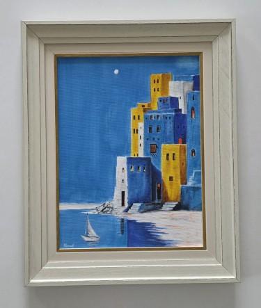 Painting - Moons Harbor - acrylic on canvas by Dusko Dule