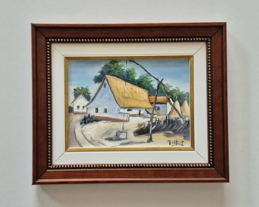 Oil on hardboard - Small farmhouse, beautiful picture by Dusko Dule
