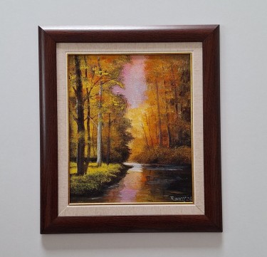 Oil on canvas - Autumn rays, beautiful painting