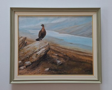 Oil on canvas - Pheasant in the field, beautiful picture