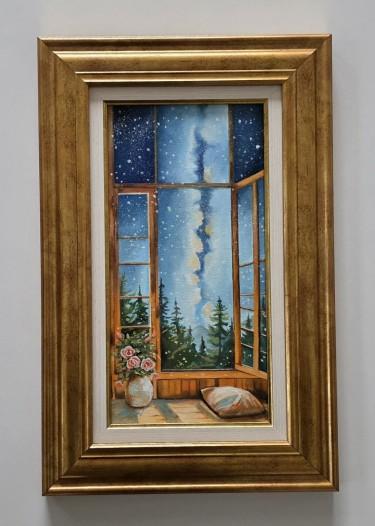 Oil on canvas - Starry Night, beautiful by Dusko Dule
