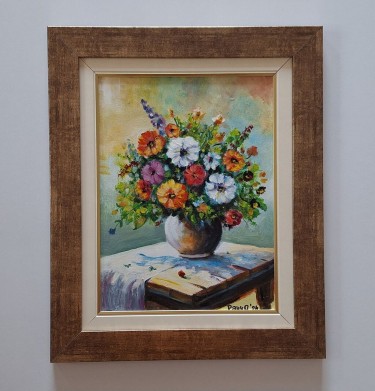 Oil on board - Flowers in a vase, picture number six