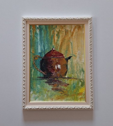 Oil on canvas - Teapot, beautiful picture