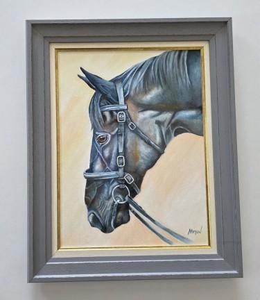 Oil on canvas - Black Horse, beautiful painting by Dusko Dule