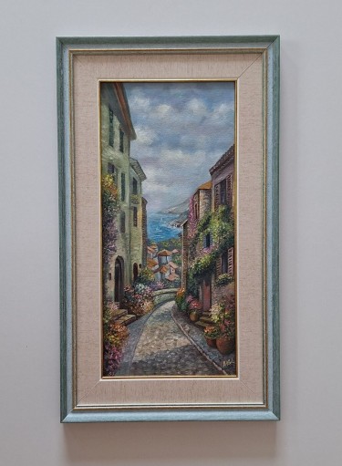 Oil on canvas - Mediterranean city, beautiful!