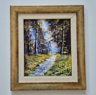 Oil on canvas - Forest trail, beautiful painting by Dusko Dule