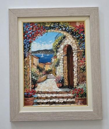Oil on hardboard - Mediterranean Stairs by Dusko Dule