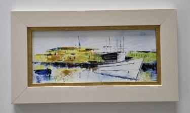 Oil on canvas - The Silence of the Harbor, beautiful by Dusko Dule