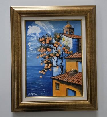 Oil on canvas - House on the edge of the sea, beautiful by Dusko Dule